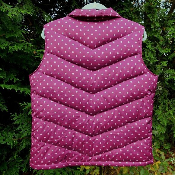 Lands' End Purple with Light Purple Polka Dots Quilted Down Puffer Vest - Picture 3 of 3
